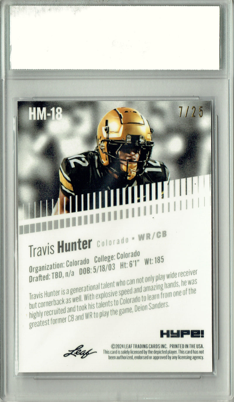 Travis Hunter Rookie Card Jacksonville Pro Football Trading Card 2024 Leaf HYPE! Metal #HM-18 Silver Only 25 Made PGI 10