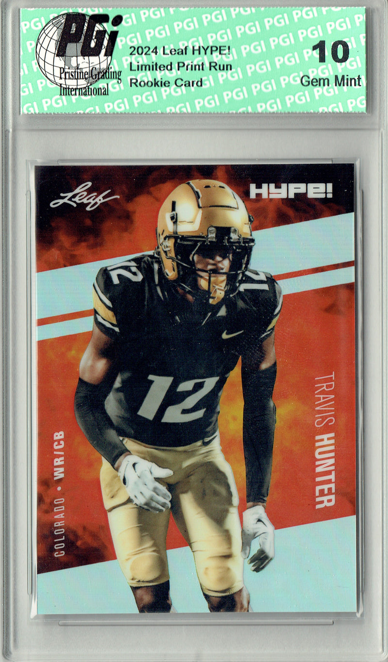 Travis Hunter Rookie Card Jacksonville Pro Football Trading Card 2024 Leaf HYPE! Metal #HM-18 Silver Only 25 Made PGI 10