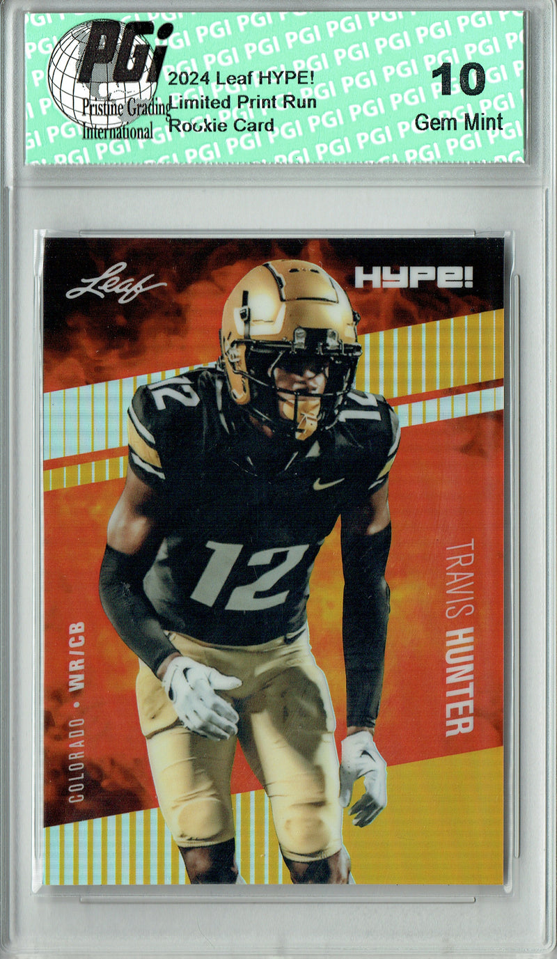 Travis Hunter Rookie Card 2024 Leaf HYPE! #HM-18 Metal 1/1 Gold, PGI 10, Jacksonville Jaguars Football