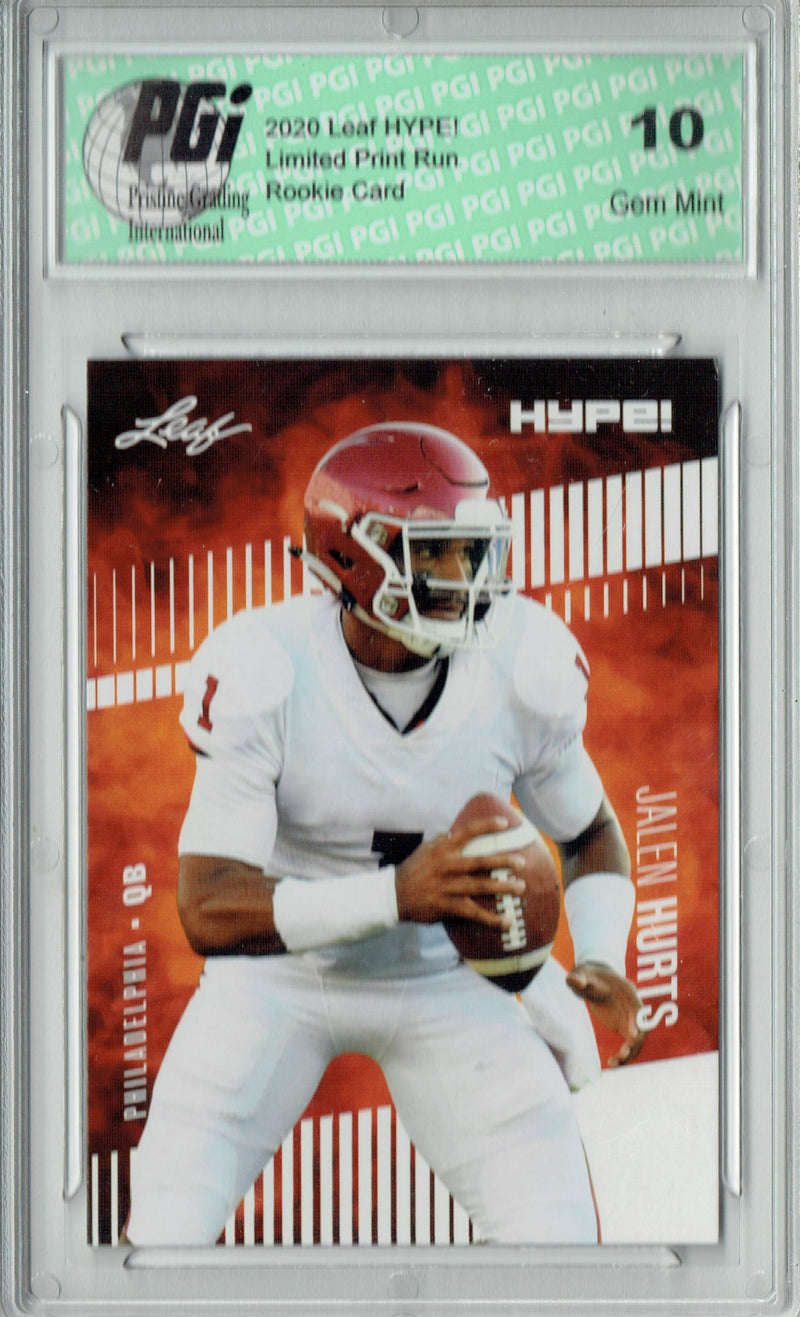 Jalen Hurts Rookie Card Philadelphia PGI 10 Gem Mint Football Trading Card 2020 Leaf HYPE! #28A Only 5000 Made