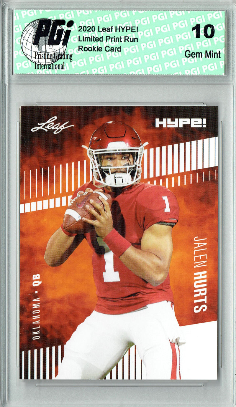 Jalen Hurts Rookie Card Philadelphia PGI 10 Gem Mint Football Trading Card 2020 Leaf HYPE! #28 Only 5000 Made