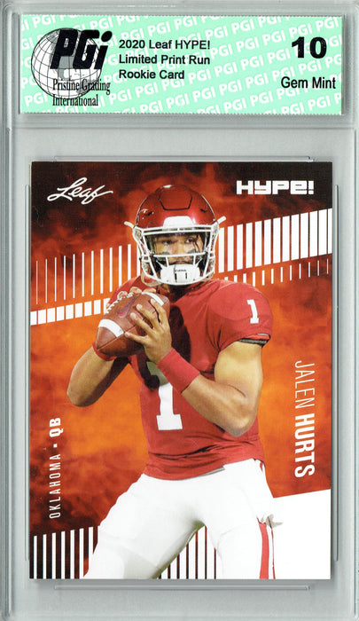 Jalen Hurts 2020 Leaf HYPE! #28 Only 5000 Made Rookie Card PGI 10