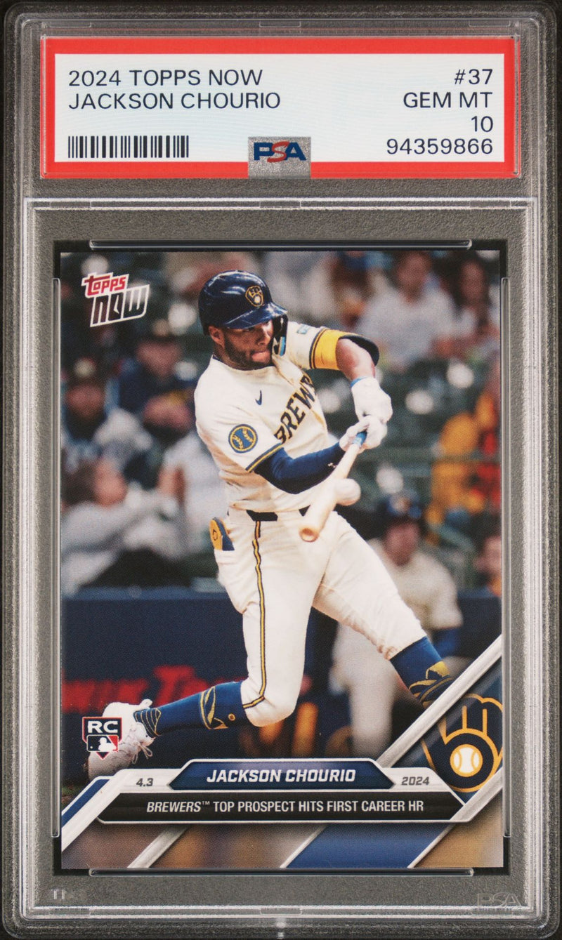 PSA 10 Jackson Chourio 2024 Topps Now #37 1st Career HR Rookie Card Milwaukee Brewers