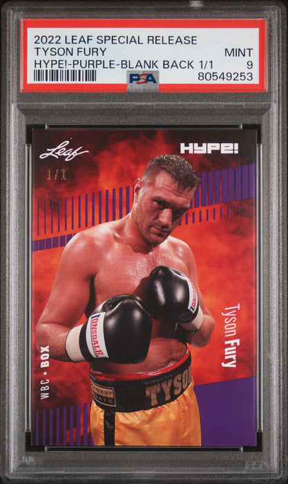 PSA 9 Tyson Fury 2022 Leaf Hype! #93 Purple Blank Back 1/1 Rare Trading Card