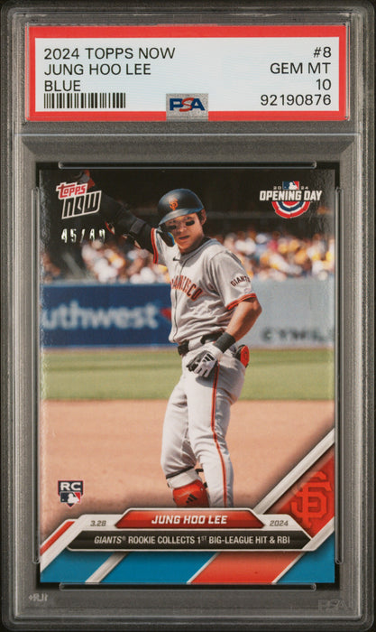 PSA 10 Jung Hoo Lee 2024 Topps Now #8 Blue SP #45/49 Rookie Card