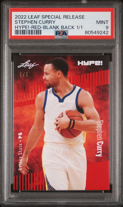 PSA 9 Stephen Curry 2022 Leaf Hype! #92 Red Blank Back 1/1 Rare Trading Card