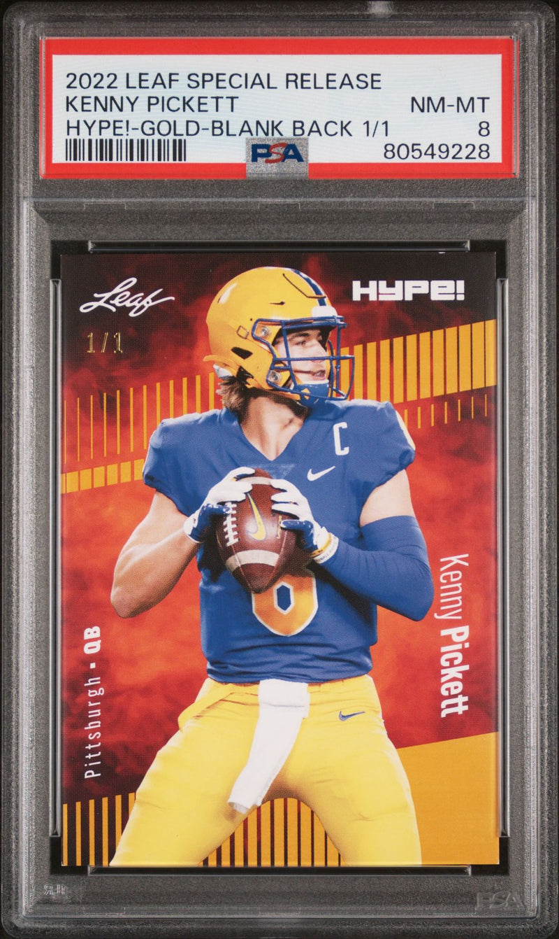 PSA 8 Kenny Pickett 2022 Leaf Hype! #79A Gold Blank Back 1/1 Rookie Card