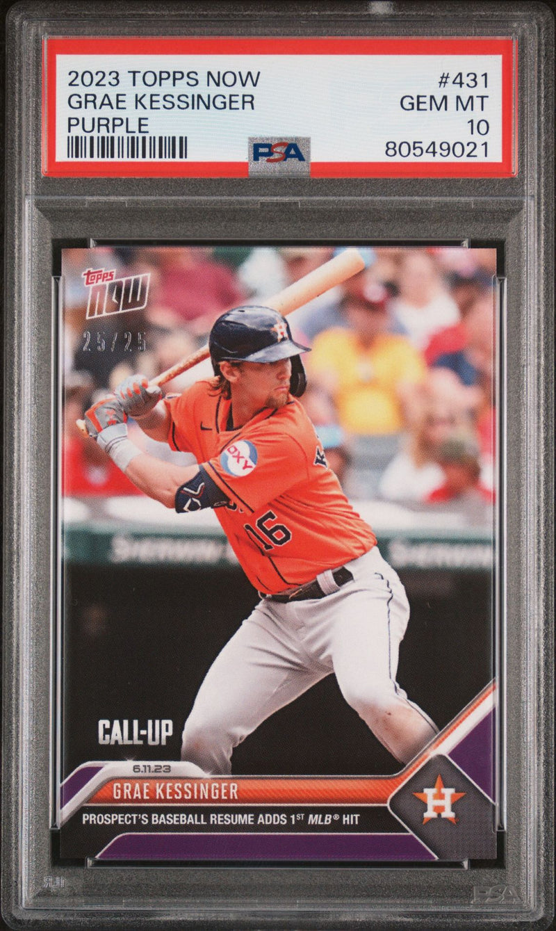 PSA 10 Grae Kessinger 2023 Topps Now #431 Purple SP #25/25 Rookie Card