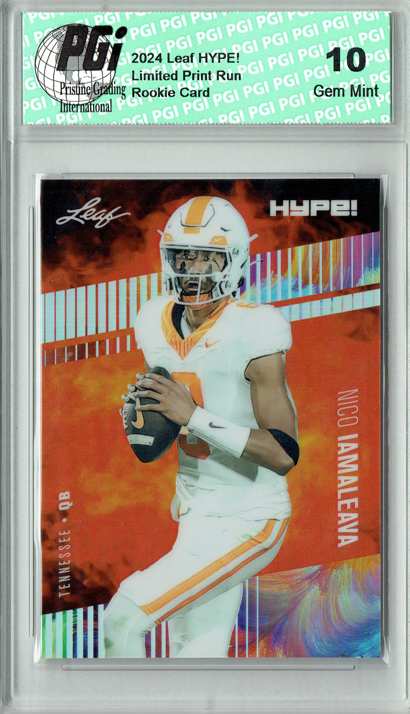 Nico Iamaleava Rookie Card 2024 Leaf HYPE! #HM-12 Metal #1/1 Burst, PGI 10, UCLA 0