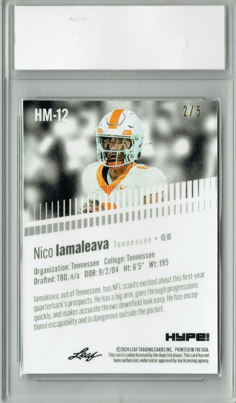 Nico Iaamaleava Rookie Card 2024 Leaf HYPE! Metal #HM-12 Green Only 5 Made PGI 10 Gem Mint