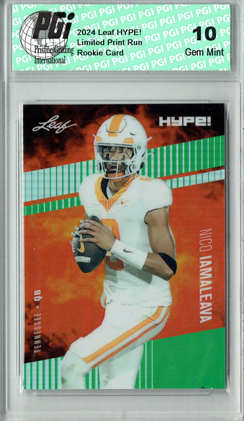 Nico Iaamaleava Rookie Card 2024 Leaf HYPE! Metal #HM-12 Green Only 5 Made PGI 10 Gem Mint