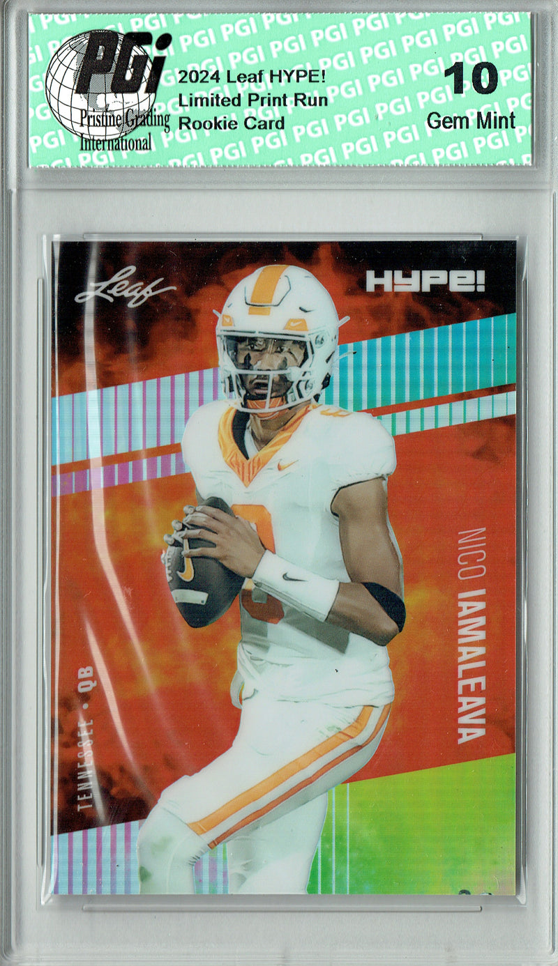 Nico Iamaleava Rookie Card 2024 Leaf HYPE! #HM-12 Metal #1/1 Neon, PGI 10, UCLA 0