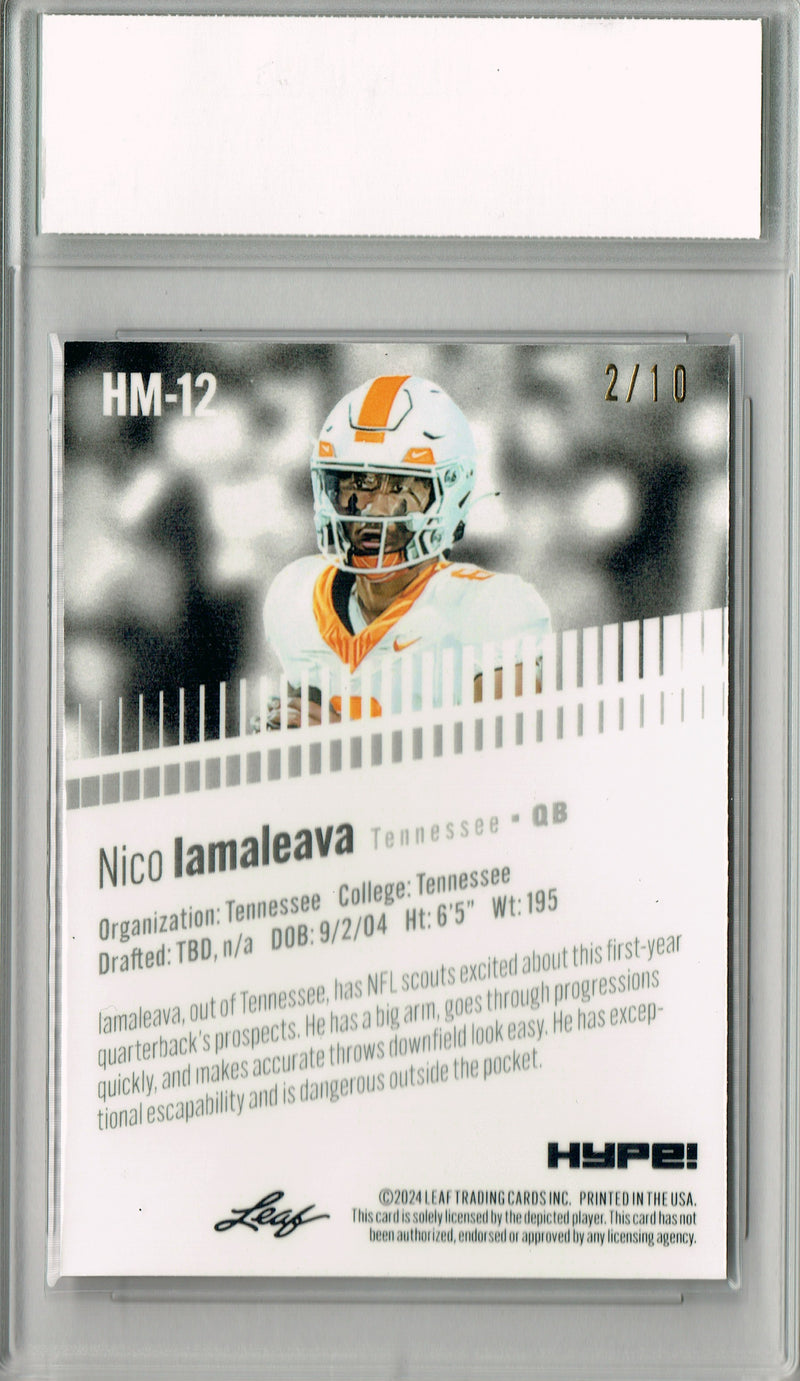 Nico Iaamaleava Rookie Card 2024 Leaf HYPE! Metal #HM-12 Pink Only 10 Made PGI 10 Gem Mint
