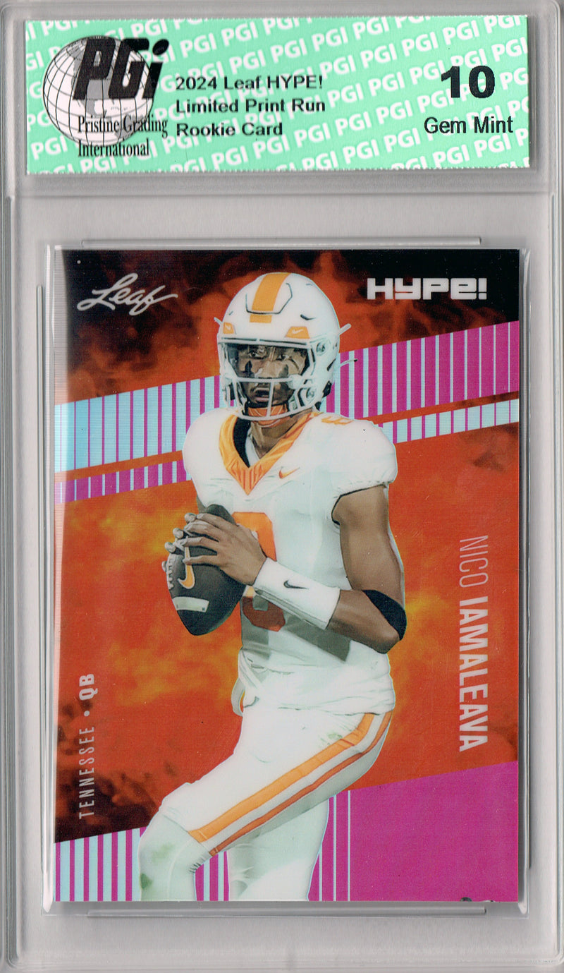 Nico Iaamaleava Rookie Card 2024 Leaf HYPE! Metal #HM-12 Pink Only 10 Made PGI 10 Gem Mint