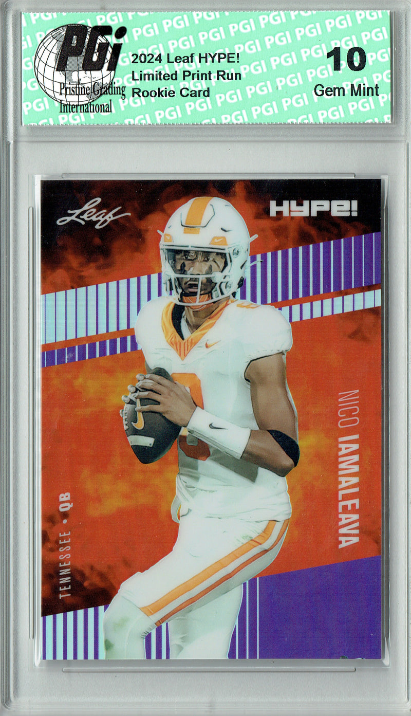 Nico Iaamaleava Rookie Card 2024 Leaf HYPE! Metal #HM-12 Purple Only 15 Made PGI 10 Gem Mint