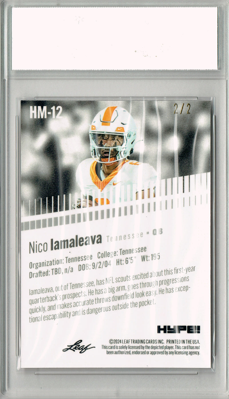 Nico Iaamaleava 2024 Leaf HYPE! Metal #HM-12 Red Only 2 Made Rookie Card PGI 10