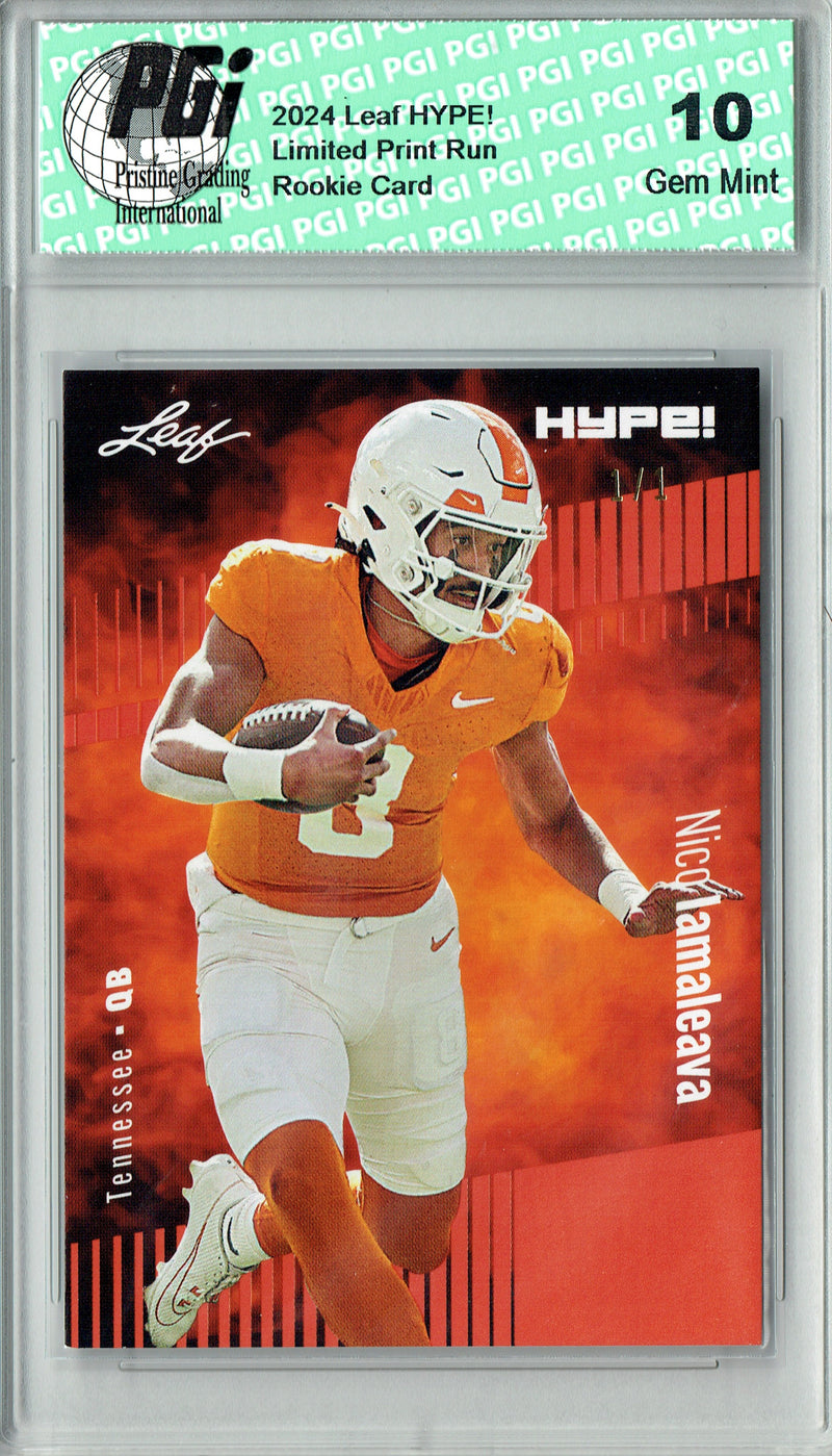 Nico Iamaleava Rookie Card Tennessee / UCLA PGI 10 Gem Mint Football Trading Card 2024 Leaf HYPE! #151 Masterpiece 1 of 1