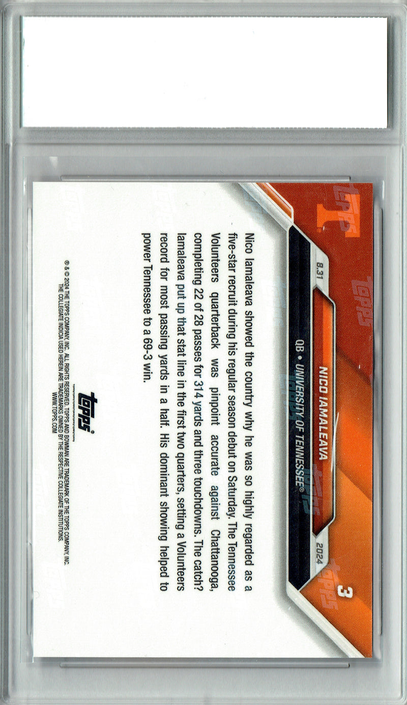 Nico Iamaleava Rookie Card 2024 Bowman University Now #3 PRISTINE, PGI 10, UCLA