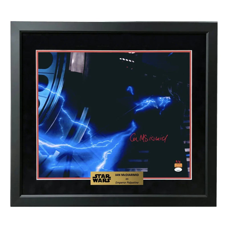 Ian McDiarmid Autographed 16x20 Photo #D/5 Star Wars Emperor Palpatine Framed JSA COA Electrocute