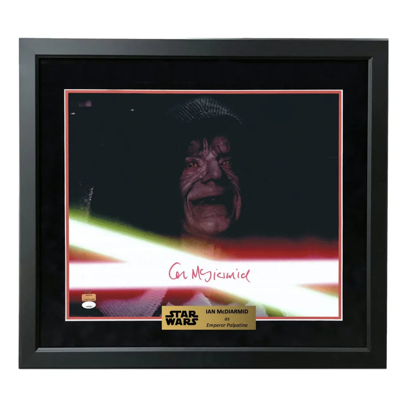 Ian McDiarmid Autographed 16x20 Photo #D/5 Star Wars Emperor Palpatine Framed JSA COA Lightsabers