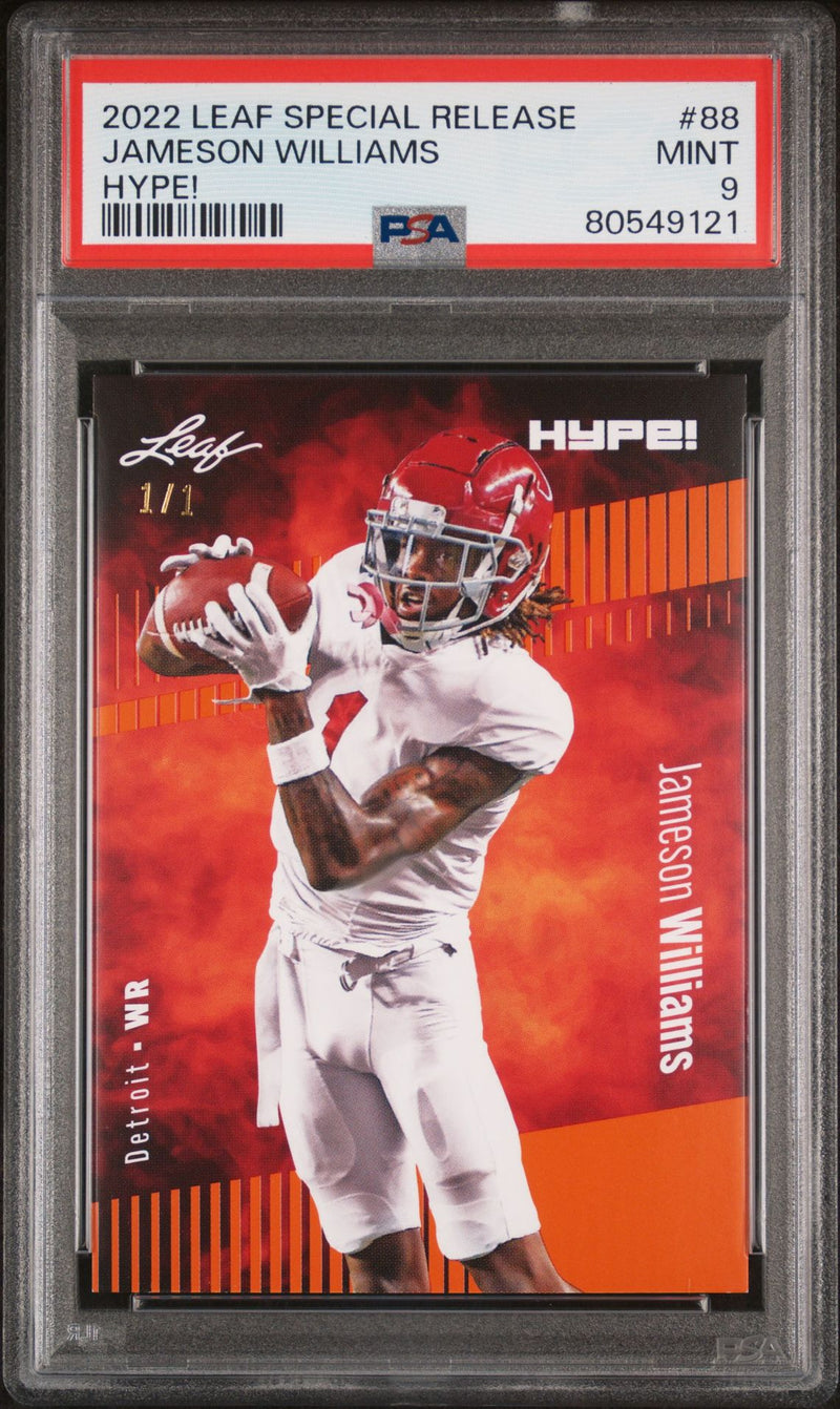 PSA 9 Jameson Williams 2022 Leaf Hype! #88 Orange Masterpiece 1/1 Rookie Card