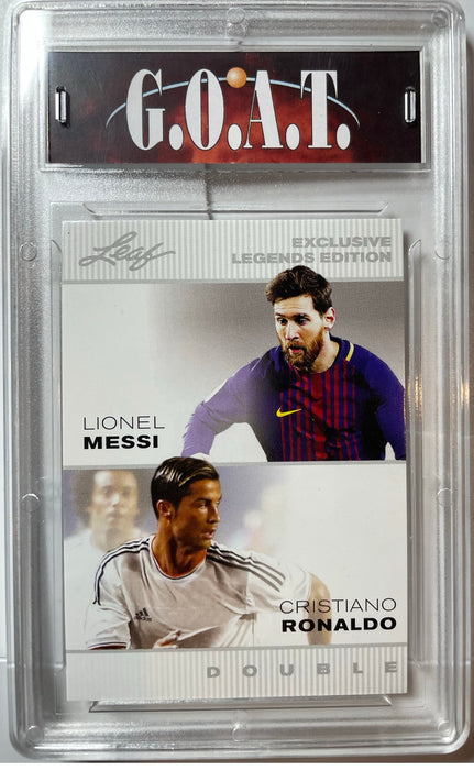 Certified Mint+ Lionel Messi Cristiano Ronaldo 2022 Leaf Legends #LM-CR Double Trading Card