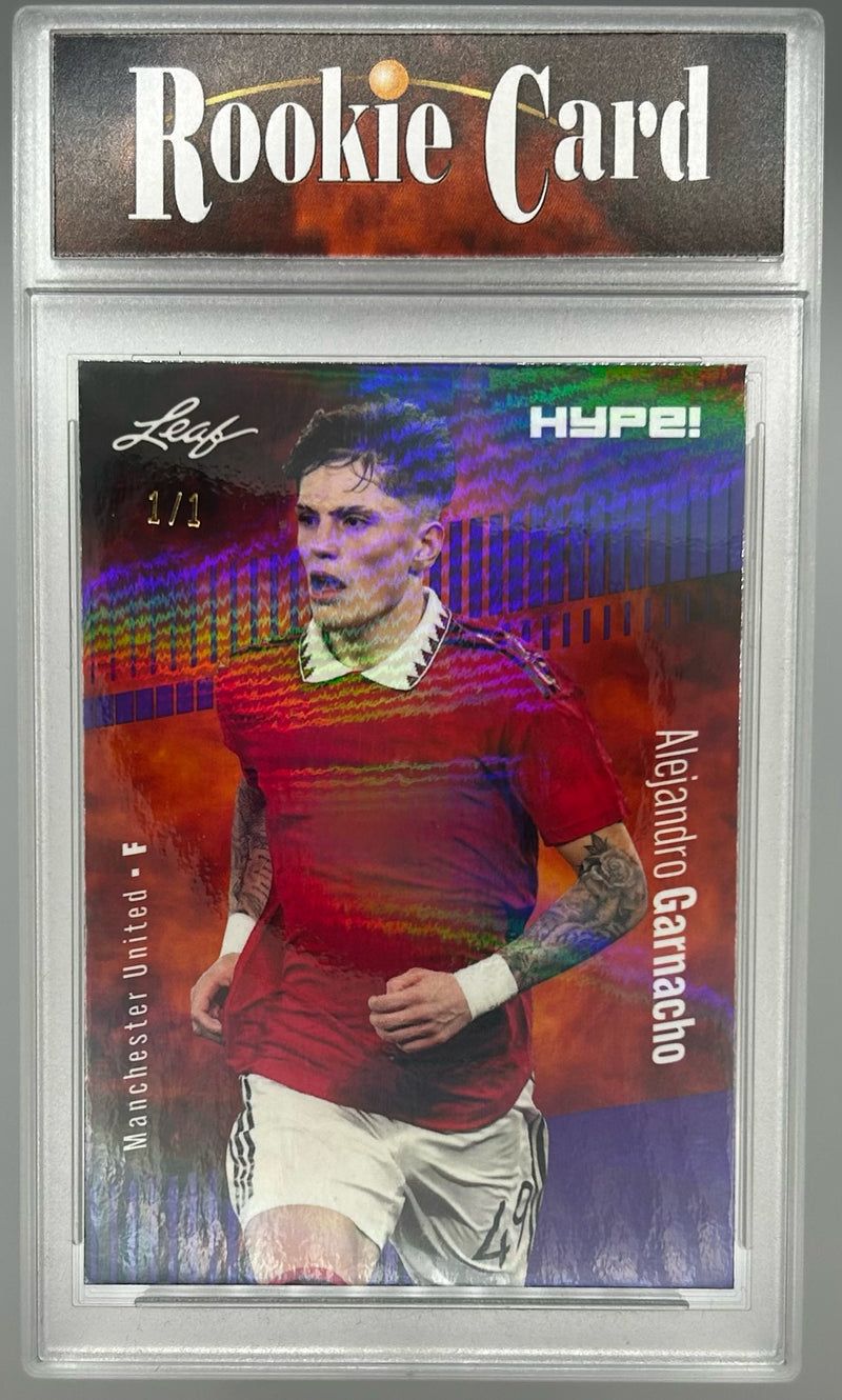 Certified Mint+ Alejandro Garnacho 2023 Leaf HYPE #99A Purple Shimmer #1/1 Rookie Card Manchester United