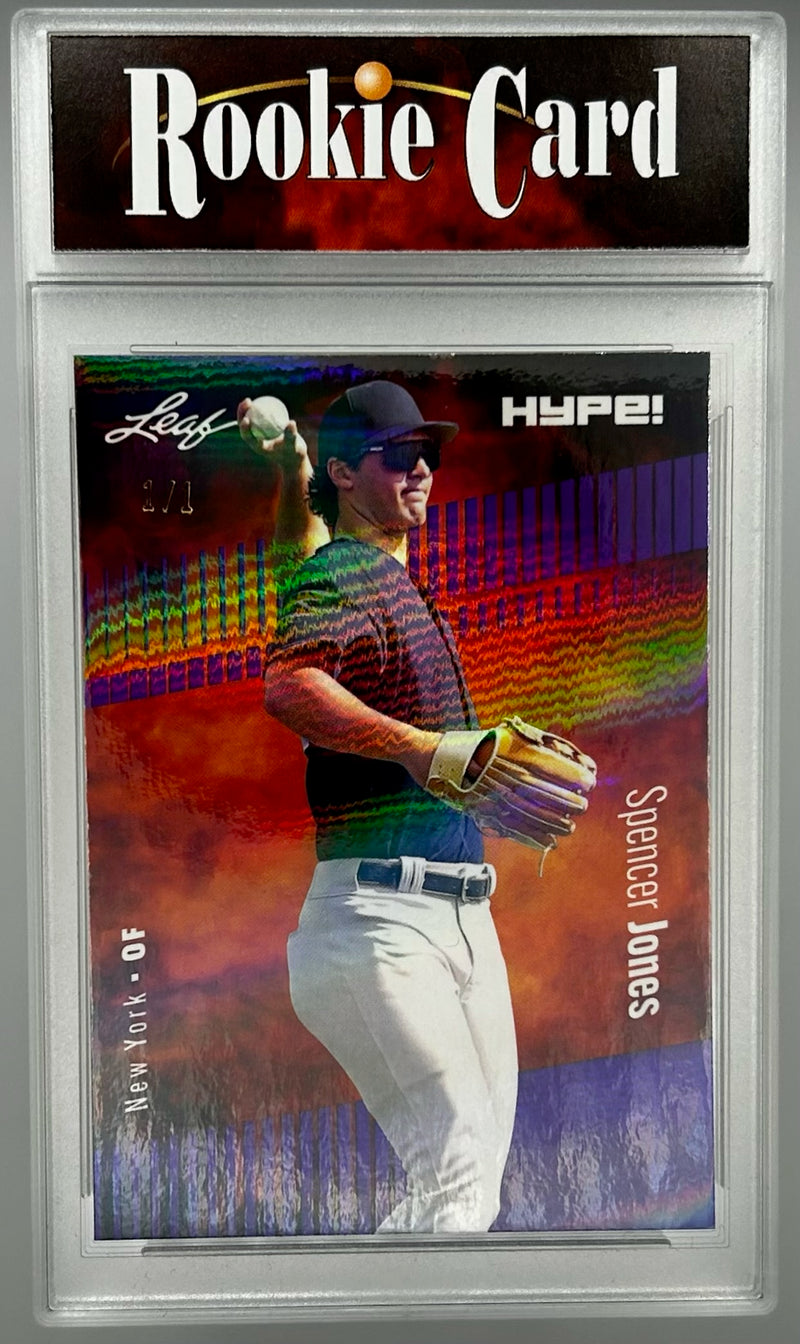 Certified Mint+ Spencer Jones 2023 Leaf HYPE #136 Purple Shimmer #1/1 Rookie Card New York Yankees
