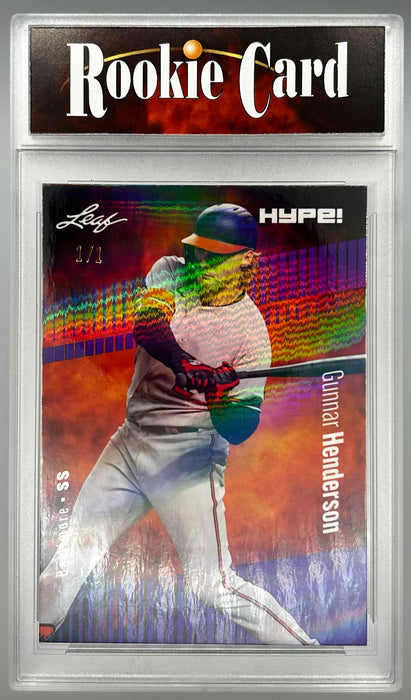Certified Mint+ Gunnar Henderson 2023 Leaf HYPE! #121 Purple Shimmer #1/1 Rookie Card Baltimore Orioles