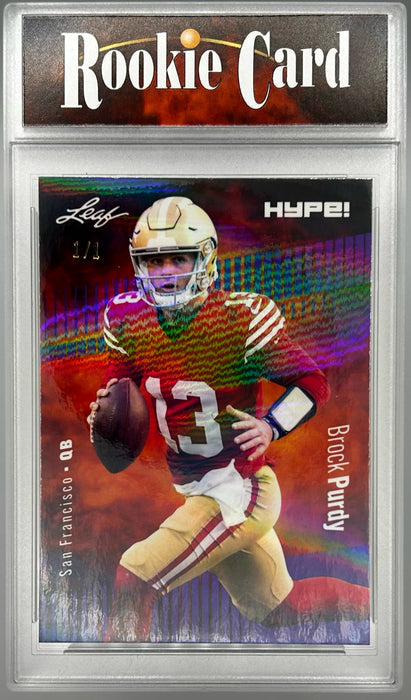 Certified Mint+ Brock Purdy 2023 Leaf HYPE! #105 Purple Shimmer #1/1 Rare Trading Card San Francisco 49ers