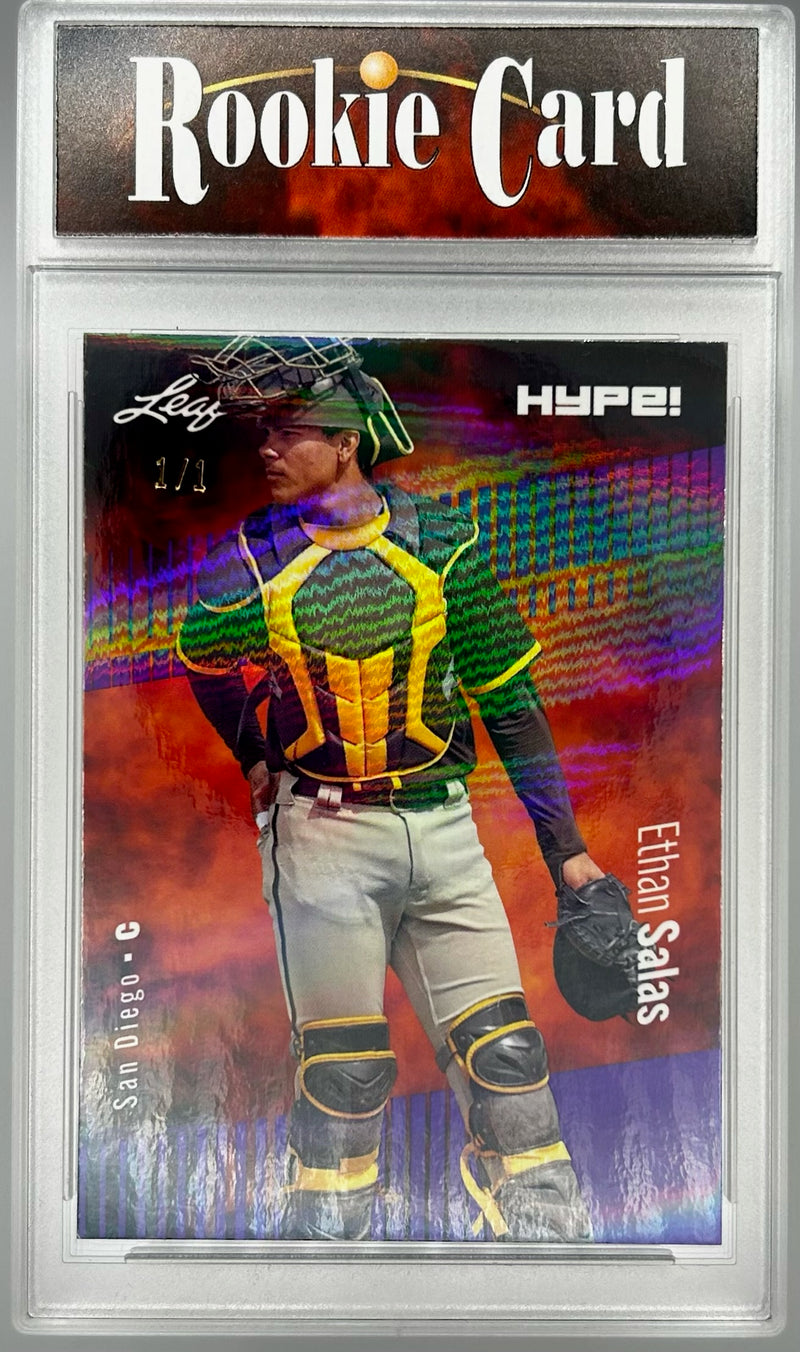 Certified Mint+ Ethan Salas 2023 Leaf HYPE #119A Purple Shimmer #1/1 Rookie Card San Diego Padres