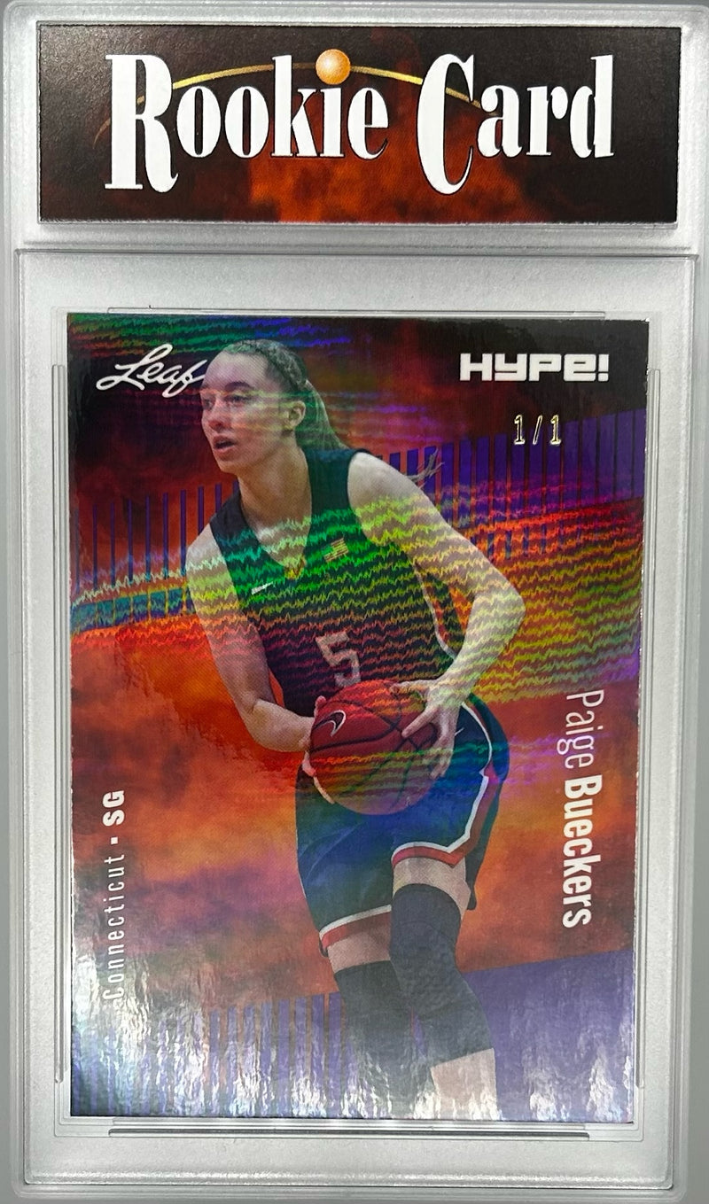 Certified Mint+ Paige Bueckers 2023 Leaf HYPE #131A Purple Shimmer #1/1 Rookie Card