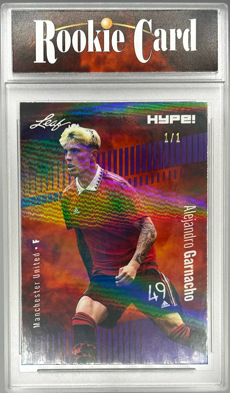 Certified Mint+ Alejandro Garnacho 2023 Leaf HYPE #99 Purple Shimmer #1/1 Rookie Card Manchester United