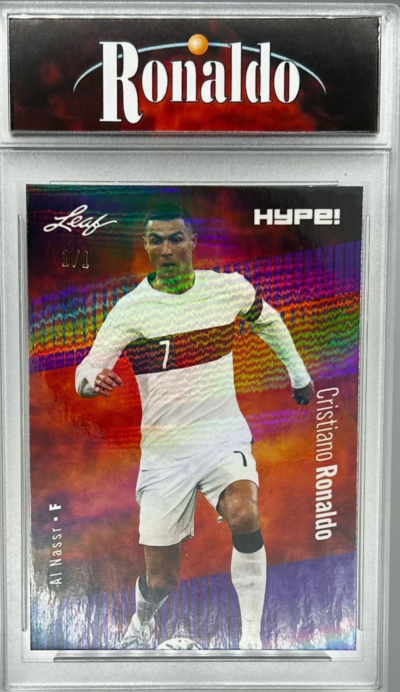 Certified Mint+ Cristiano Ronaldo 2023 Leaf HYPE #110a Purple Shimmer #1/1 Trading Card