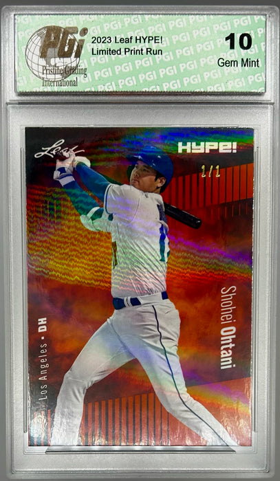 Shohei Ohtani 2023 Leaf HYPE! #135 Orange Shimmer #1/1 Rare Trading Card PGI 10