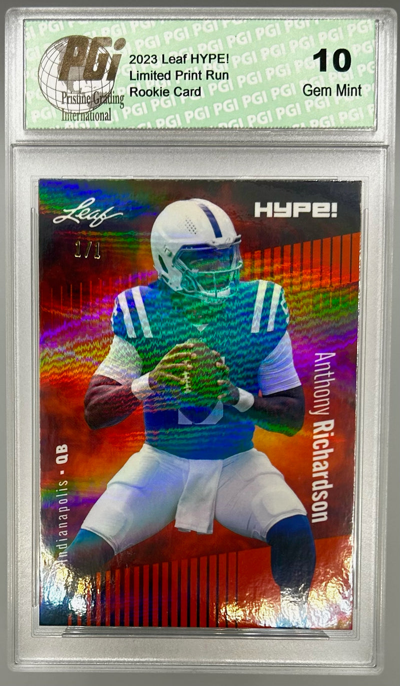 Anthony Richardson Rookie Card Indianapolis PGI 10 Gem Mint Football Trading Card 2023 Leaf HYPE! #100A Orange Shimmer 1/1