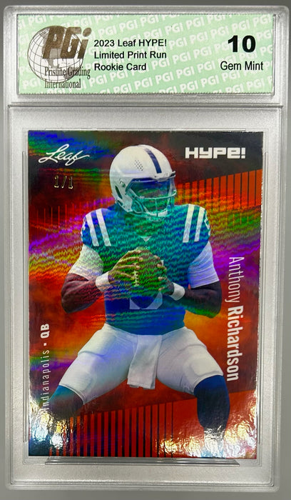 Anthony Richardson 2023 Leaf HYPE! #100A Orange Shimmer #1/1 Rookie Card PGI 10