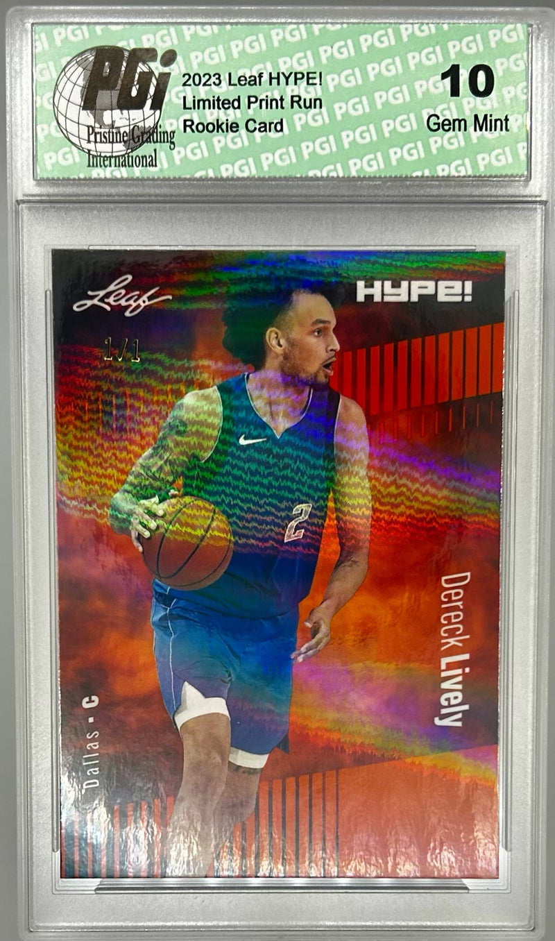 Dereck Lively 2023 Leaf HYPE! #112 Orange Shimmer #1/1 Rookie Card PGI 10