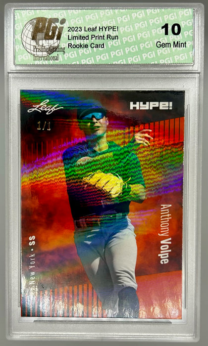 Anthony Volpe 2023 Leaf HYPE! #101 Orange Shimmer #1/1 Rookie Card PGI 10