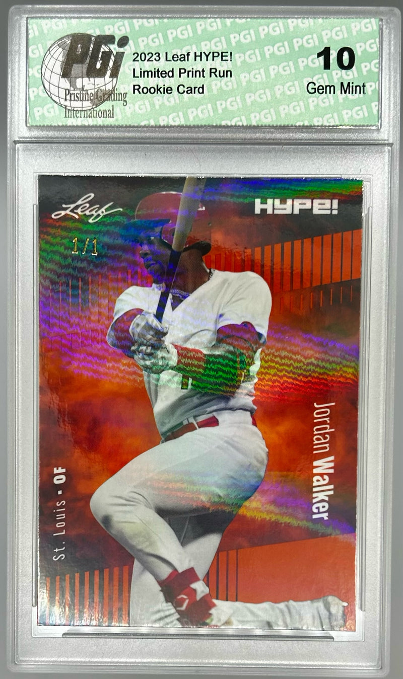 PGI 10 Jordan Walker 2023 Leaf HYPE! #128 Orange Shimmer #1/1 Rookie Card