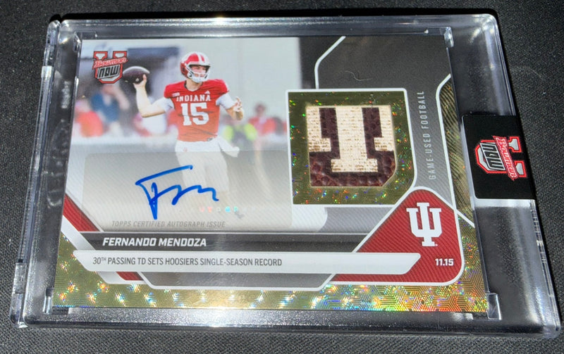 Fernando Mendoza 2025 Bowman U Now #450 Gold Foilfractor 1/1 Auto Game Used Ball Card