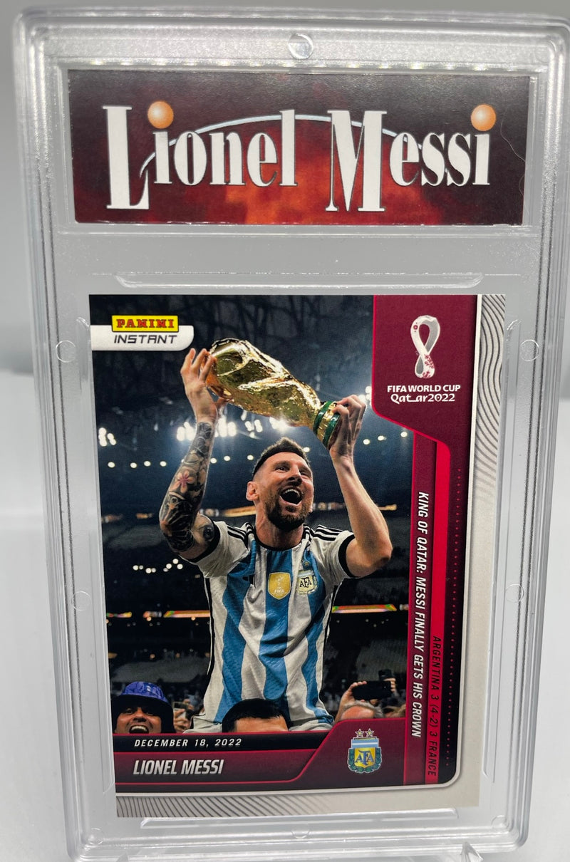 Certified Mint+ Lionel Messi 2022 Panini Instant #118 World Cup Champs 1/22081 Trading Card