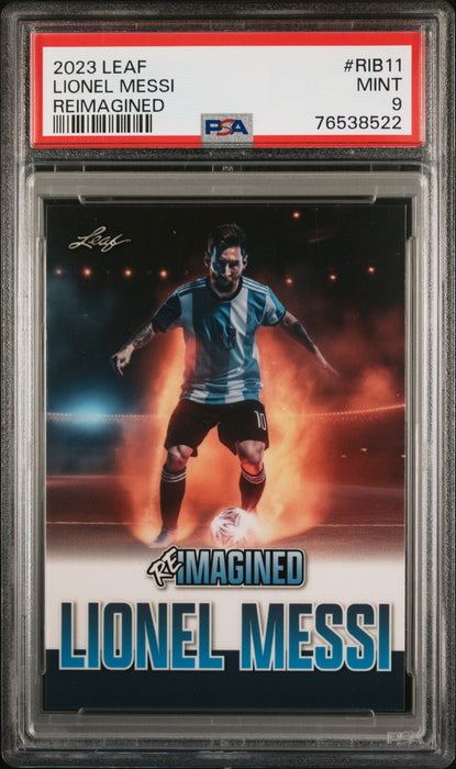 PSA 9 MINT Lionel Messi 2023 Leaf #RIB11 Rare Trading Card Trophies Reimagined #1/632