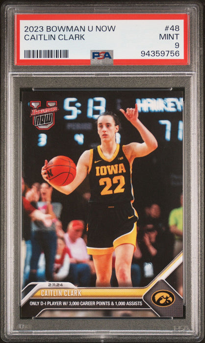 PSA 9 Caitlin Clark 2024 Bowman University Now #48 3K Career Points Rookie Card