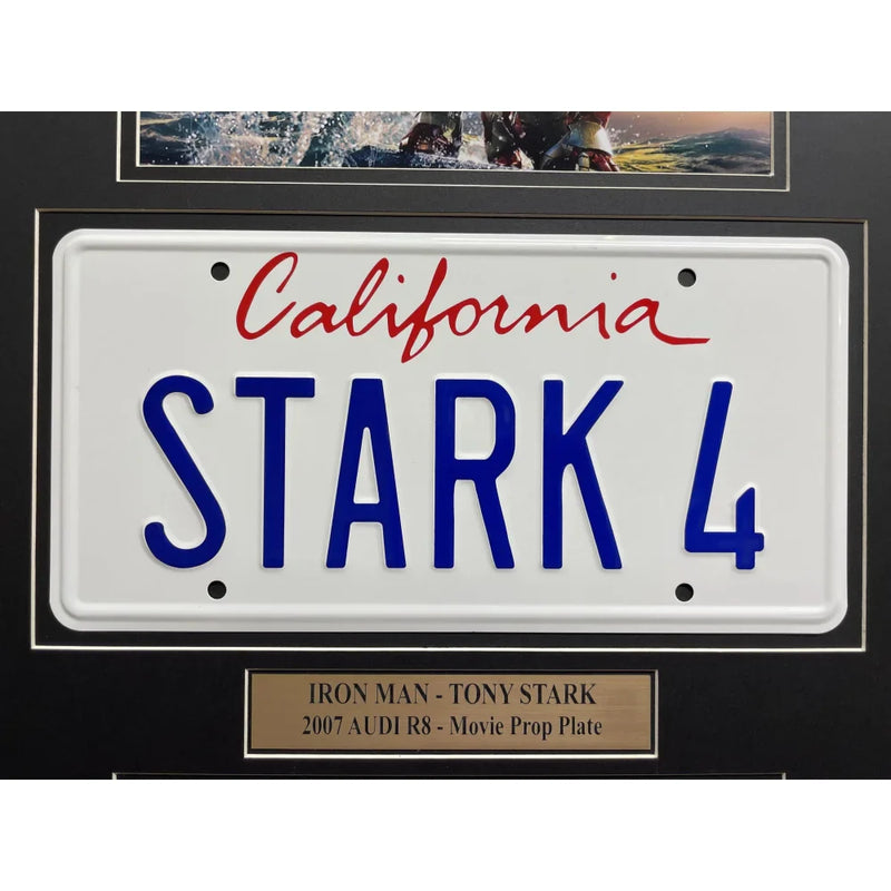 "Iron Man" Tony Stark's Audi R8 Movie Car License Plate Framed Memorabilia Collage