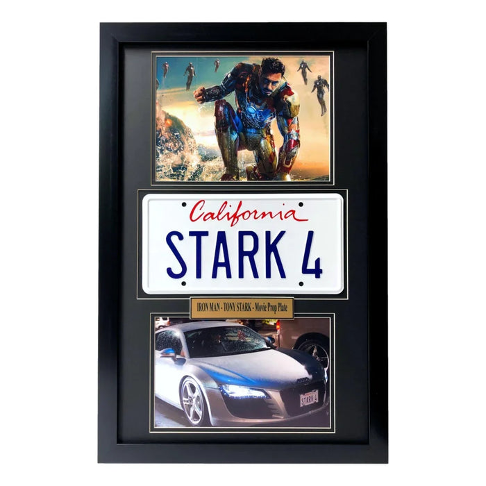 "Iron Man" Tony Stark's Audi R8 Movie Car License Plate Framed Memorabilia Collage