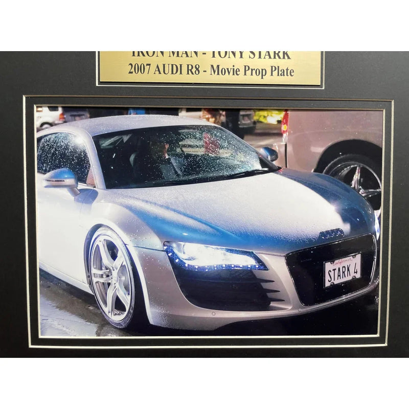 "Iron Man" Tony Stark's Audi R8 Movie Car License Plate Framed Memorabilia Collage