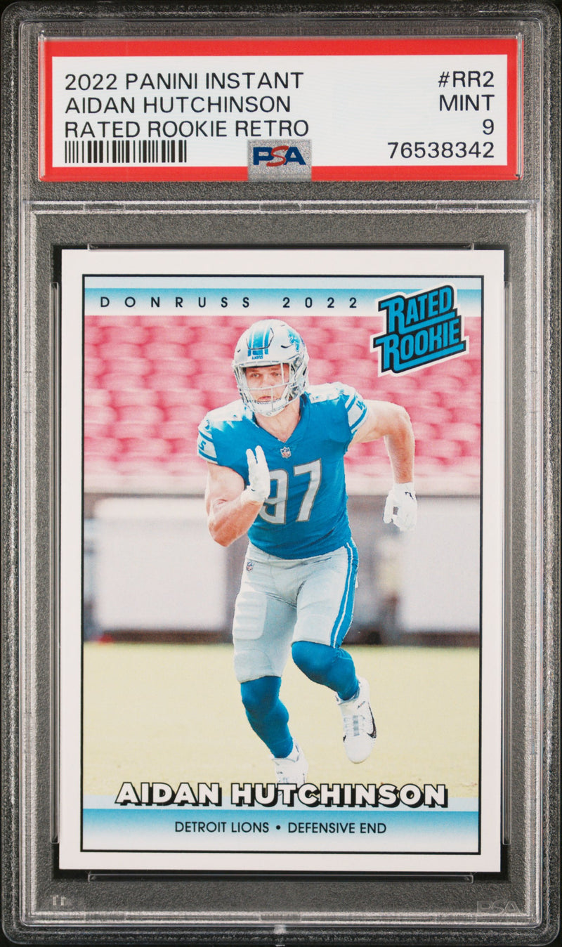 PSA 9 MINT Aidan Hutchinson 2022 Panini Instant #RR2 Rookie Card Rated Rookie Retro