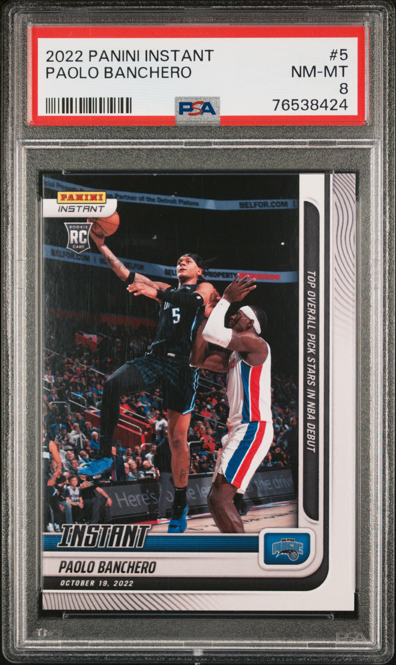 PSA 8 NM-MT Paolo Banchero 2022 Panini Instant #5 Rookie Card #1/3253 Magic