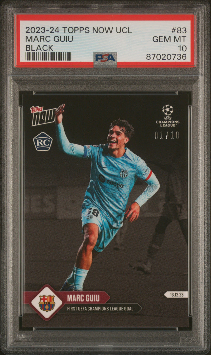 PSA 9 Marc Guiu 2023 Topps Now #83 Black SP The #1 of 10 Made Rookie Card Barcelona